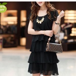 Chiffon black tiered dress, new without tags